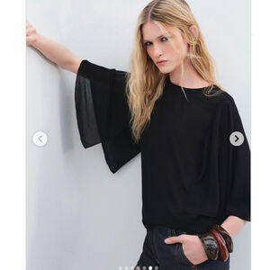 Zara Flowy Cape Blouse ZW Collection Size S